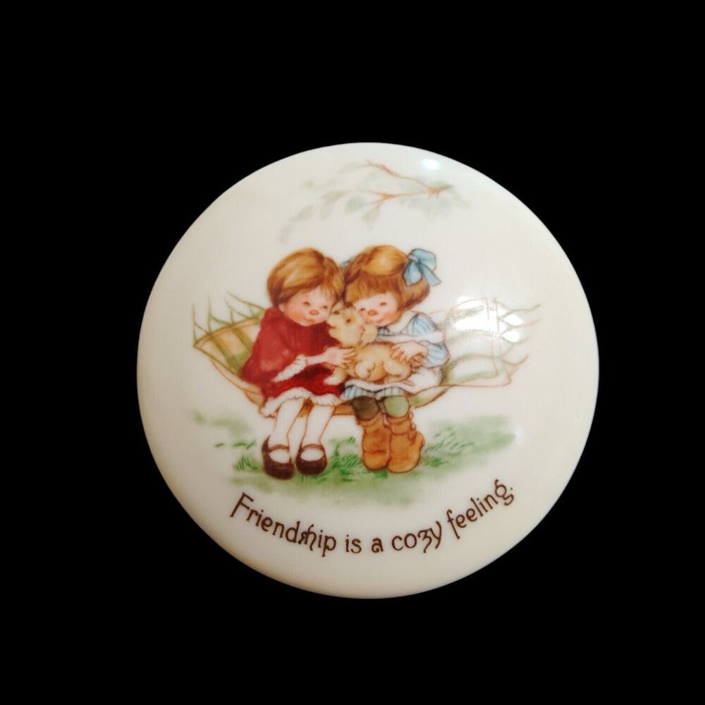 Hallmark Abby Porcelain Trinket Box Friendship is a Cozy Feeling Friends (1983)